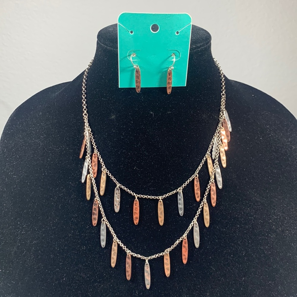 Layered Necklace and Earring Set
